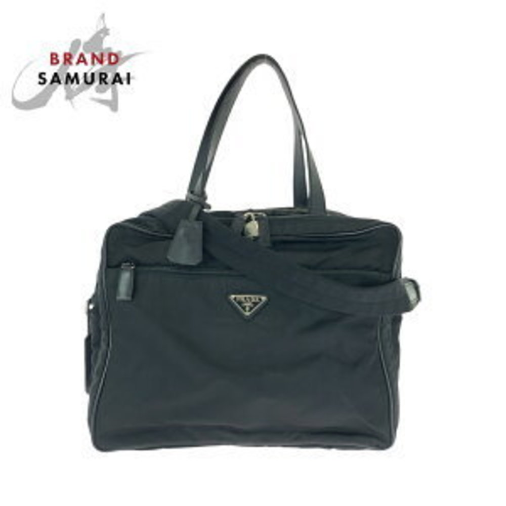 Prada Shoulder Black Triangular Briefcase Bag Bus… - image 1